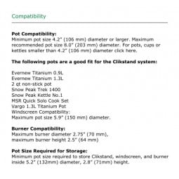 Clikstand T-2G Kompatibilität - geeignete Töpfe und Brenner
