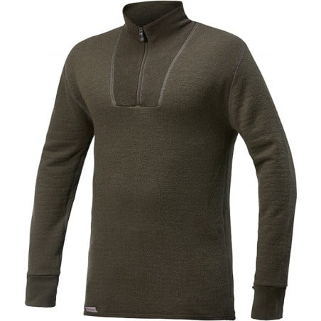 Woolpower Zip Turtleneck 200 Unisex Wollbekleidung in einem schicken Pine Green