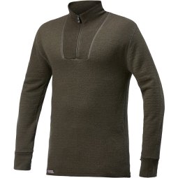 Woolpower Zip Turtleneck 200 Unisex Wollbekleidung in einem schicken Pine Green