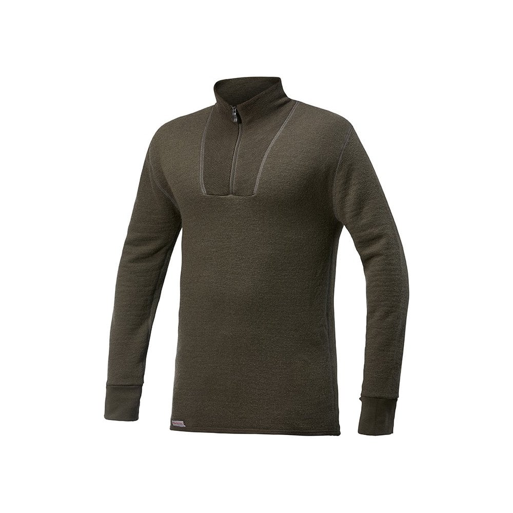 Woolpower Zip Turtleneck 400 Wollpullover Merino in Pine Green