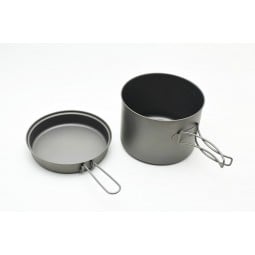 Toaks Titanium 1600ml Pot und Pfanne nebeneinander