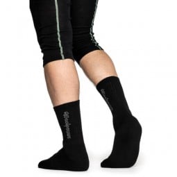 Woolpower Logo 400 Wollsocken Schwarz Rückansicht Fersenbereich