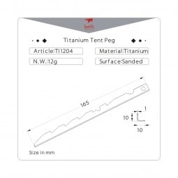 Keith Titanium Tent Peg Schema mit Abmessungen