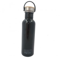 360 Degrees Stainlees Drink Bottle Bamboo Schwarz