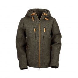 Steinkauz Lodenfleecejacke Kapuzenwally Damen Schiefer