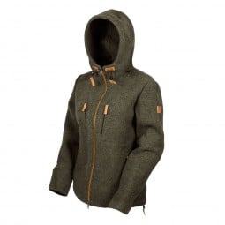 Steinkauz Lodenfleecejacke Kapuzenwally Damen Schiefer seitliche Ansicht