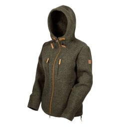 Steinkauz Lodenfleecejacke Kapuzenwally Damen Lodenjacken Schiefer seitliche Ansicht