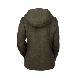 Steinkauz Lodenfleecejacke Kapuzenwally Damen Schiefer Rückansicht