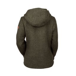 Steinkauz Loden Fleecejacke Kapuzenwally Damen Schiefer Rückansicht