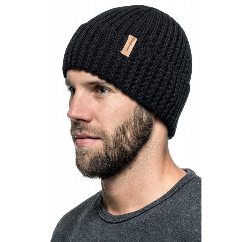 Woolpower Beanie Rib black seitlich Woolpower Beanie Rib black seitlich