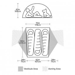 Big Agnes Copper Spur HV UL3 Bikepack Schema mit Abmessungen