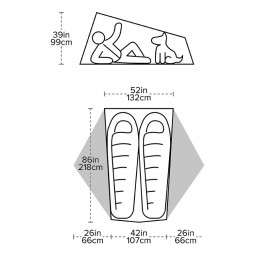 Big Agnes Tiger Wall UL2 Bikepack Solution Dye Schema mit Abmessungen