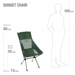 Helinox Sunset Chair Campingstuhl Abmessungen und Sitzhöhe aufgebaut