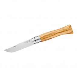 Opinel Taschenmesser Olivenholz rostfrei No 9 ausgeklappt