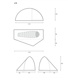 Lightwave S10 Sigma Einwandzelt - Abmessungen