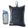 Therm-a-Rest Stellar Blanket Packmaß im Vergleich mit einer Nalgene Flasche