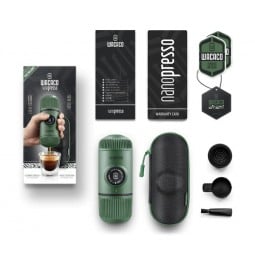 Wacaco Nanopresso Moss Green mit Schutzhülle Lieferumfang