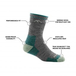 Darn Tough Hiker Micro Crew Socke Damen Wanedersocken in der Farbe Slate mit Features