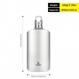 Titanium Water Bottle Slim 600 ml mi Abmessungen und Gewicht