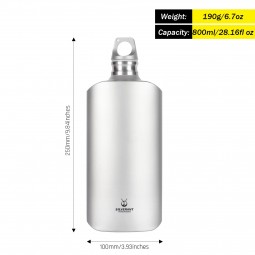 Titanium Water Bottle Slim 800 ml Abmessungen und Gewicht