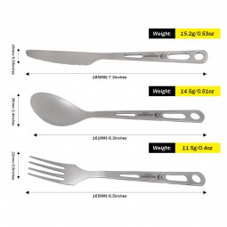 SilverAnt Titanium Cutlery Set 3 Piece Abmessungen und Gewicht