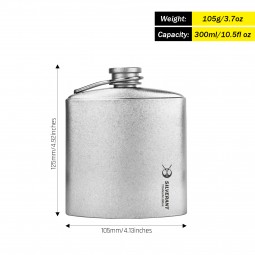 Titanium Hip Flask mit Abmessungen und Gewicht