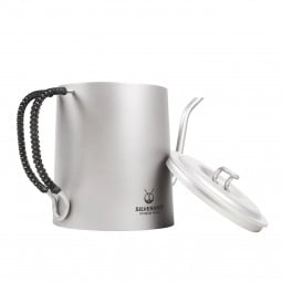 Titanium Pour Over Kettle Braided Handle mit Deckel daneben