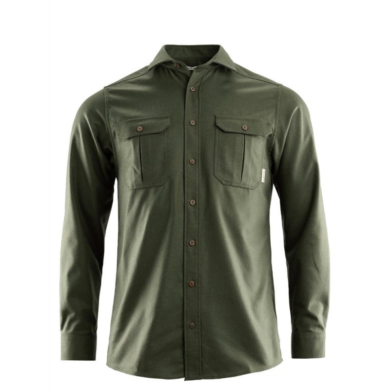 Aclima Leisurewool ReBorn Wool Shirt Frontseite Olive