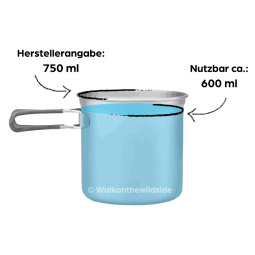 Toaks Titanium 750ml Pot mit Henkel nutzbares Volumen