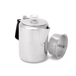 GSI Glacier Stainless 9 Cup Percolator mit transparentem Deckelgriff und integriertem Siebträger