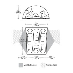 Grundriss vom Big Agnes Copper Spur UL3 Zelt