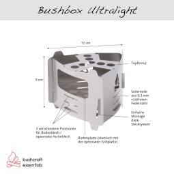 Bushcraft Essentials Bushbox Ultralight Schema mit Funktionen