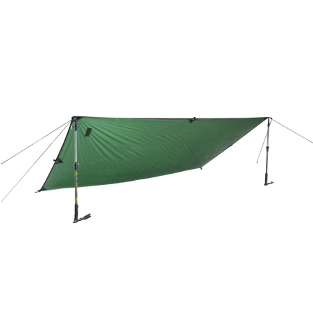 Terra Nova Competition Tarp 1 beispielhaft als Lean-To aufgebaut mit 2 Stöcken Terra Nova Competition Tarp 1 beispielhaft als Lean-To aufgebaut mit 2 Stöcken
