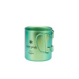 Snow Peak Titanium Double Wall Cup Grün mit Klappgriffen