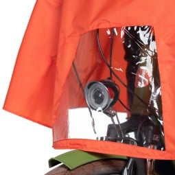 Tatonka Bike Poncho Red Orange mit Sichtfenster, um die Fahrrad Beleuchtung nicht zu behindern