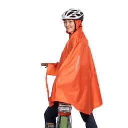 Tatonka Bike Poncho Red Orange mit reflektierenden Elementen und helmtauglicher Kapuze