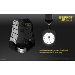 stabiler Schlüsselring an der NiteCore Tube 2.0 Taschenlampe schwarz