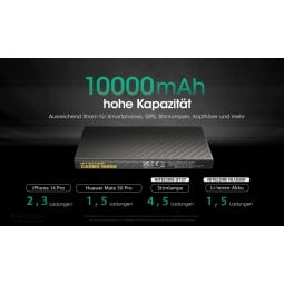 Nitecore CARBO10000 Powerbank mit 10.000 mAh Kapazität