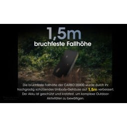 Nitecore CARBO20000 Powerbank mit 1,5 m bruchfeste Fallhöhe