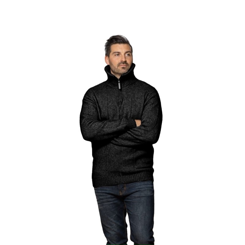 Noble Wilde Javelin Zip Neck Wollpullover Charcoal mit geschlossenem Kragen Noble Wilde Javelin Zip Neck Wollpullover Charcoal mit geschlossenem Kragen