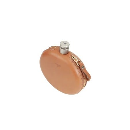 Keith Titanium Round Flask 130ml mit Lederhülle und Reißverschluss