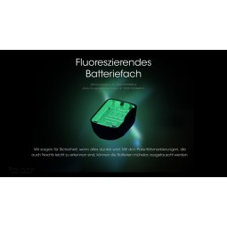 fluoreszierendes Batteriefach an der Nitecore UT27 V2 Stirnlampe