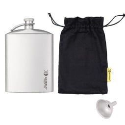 SilverAnt Titanium Hip Flask 220 ml mit Packbeutel und Trichter