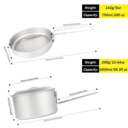 Abmessungen SilverAnt 2350ml Camping Pot and Pan Set