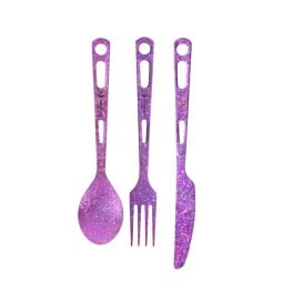 SilverAnt Titanium Cutlery Set 3 Piece Purple mit Messer, Gabel und Löffel