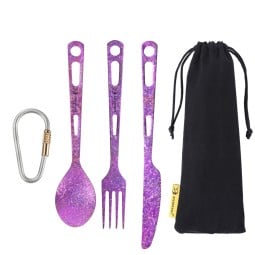SilverAnt Titanium Cutlery Set 3 Piece Purple