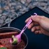 SilverAnt Titanium Bottle Opener Spork Purple im Einsatz