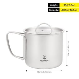 Maße vom SilverAnt Titanium 400ml Cup with Lid