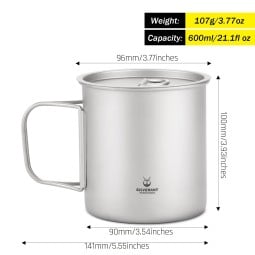 Abmessungen SilverAnt Titanium 600ml Cup with Lid