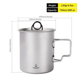 SilverAnt Ultralight Titanium 750ml Pot mit Abmessungen